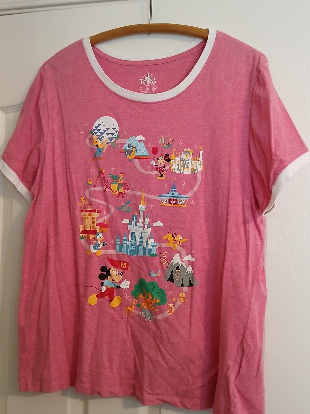 Walt Disney World Pink Graphic Tee with White Trim